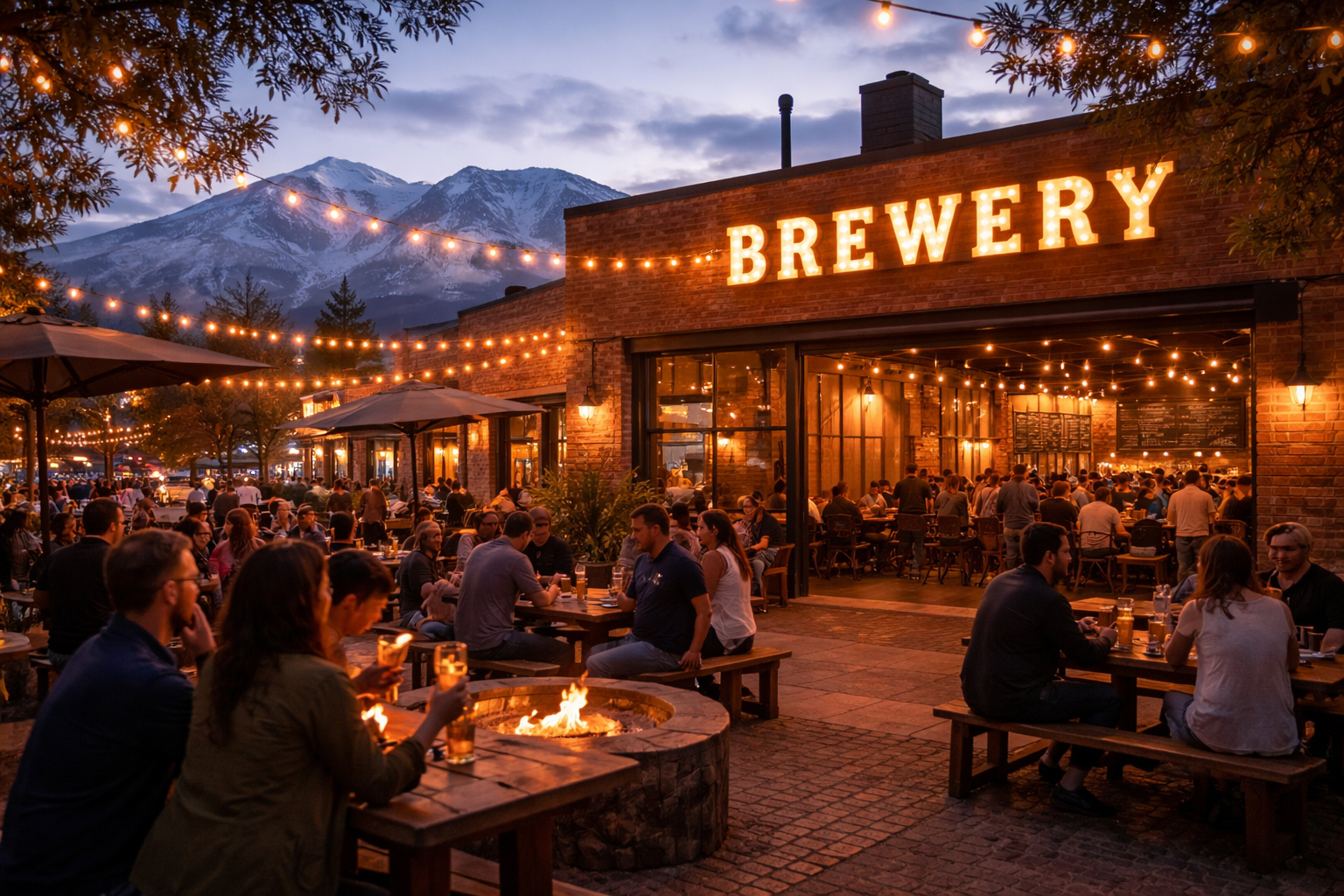 フラッグスタッフのブルワリーの夕景