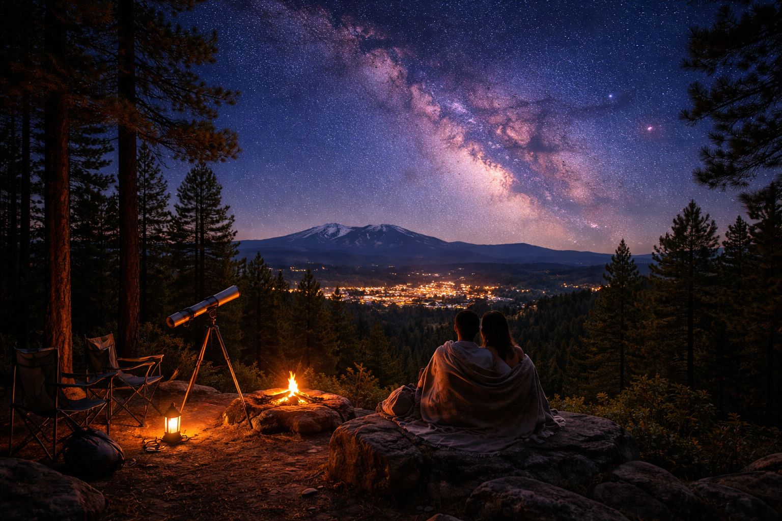 星空を見上げる夜の展望スポット