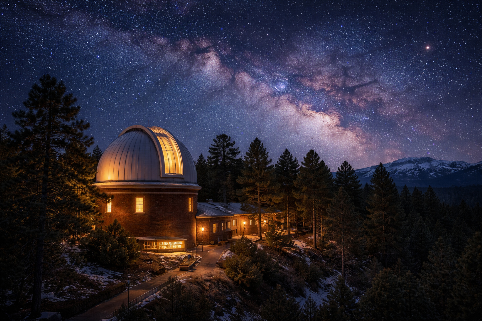 夜のローウェル天文台