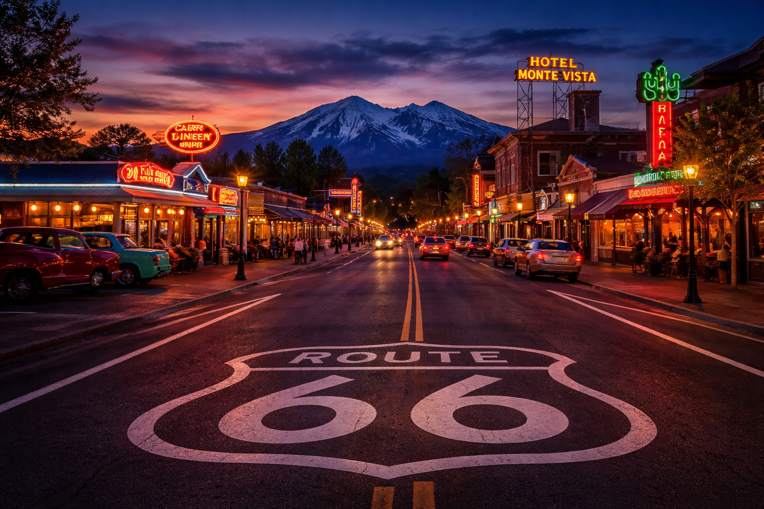 Route 66 の夕方の灯り