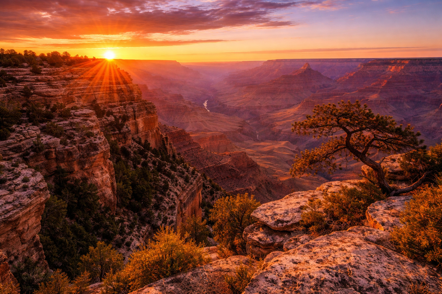 冬のグランドキャニオンの美しい光