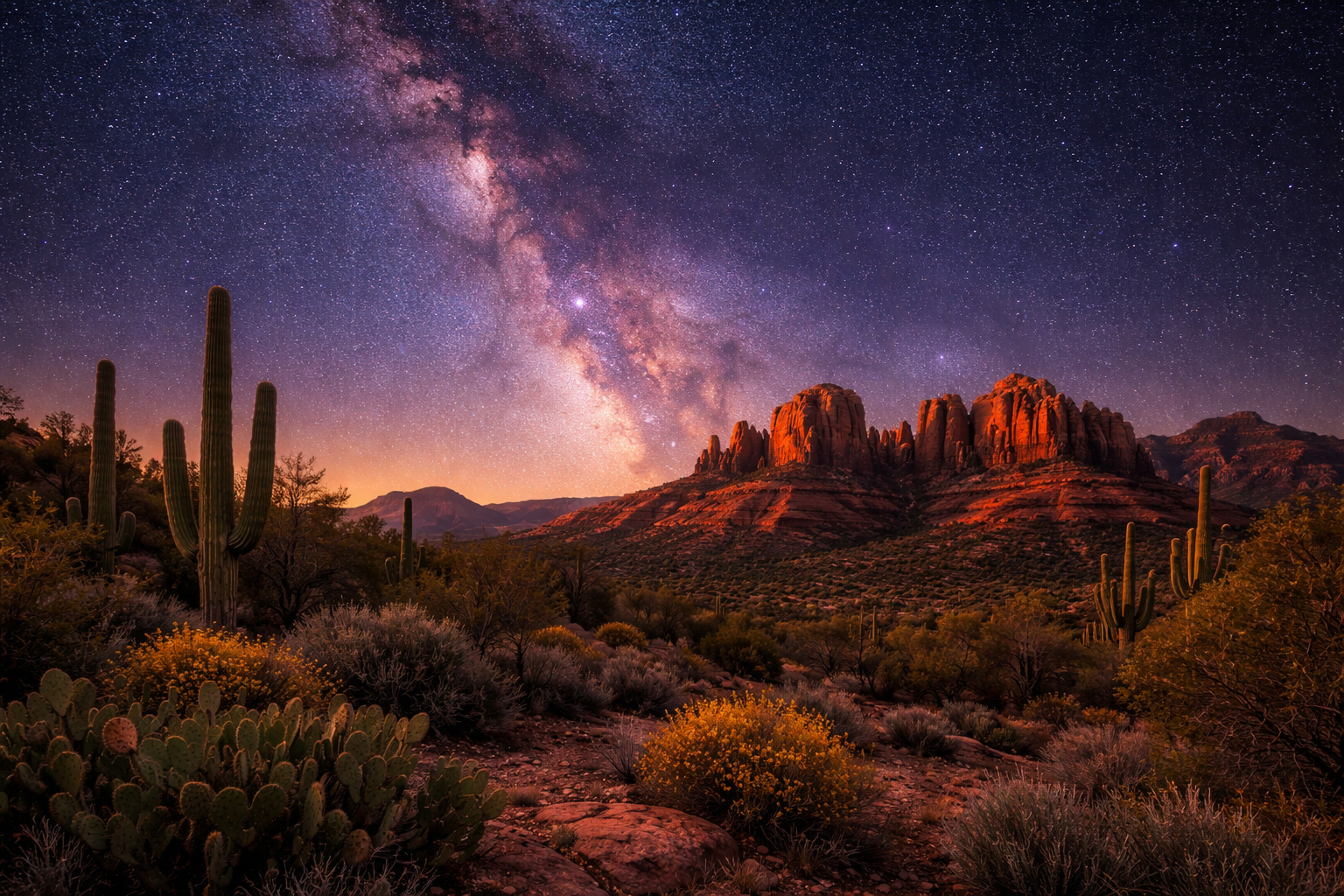 アリゾナの夜空と星景