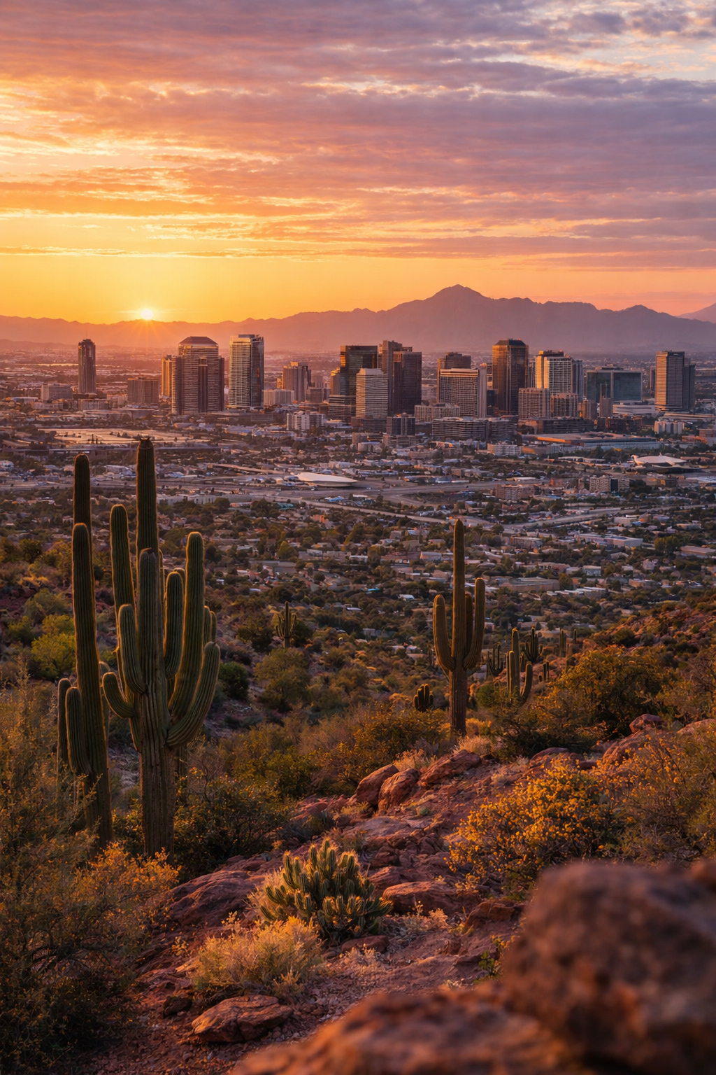 フェニックスの都市的な砂漠の景色