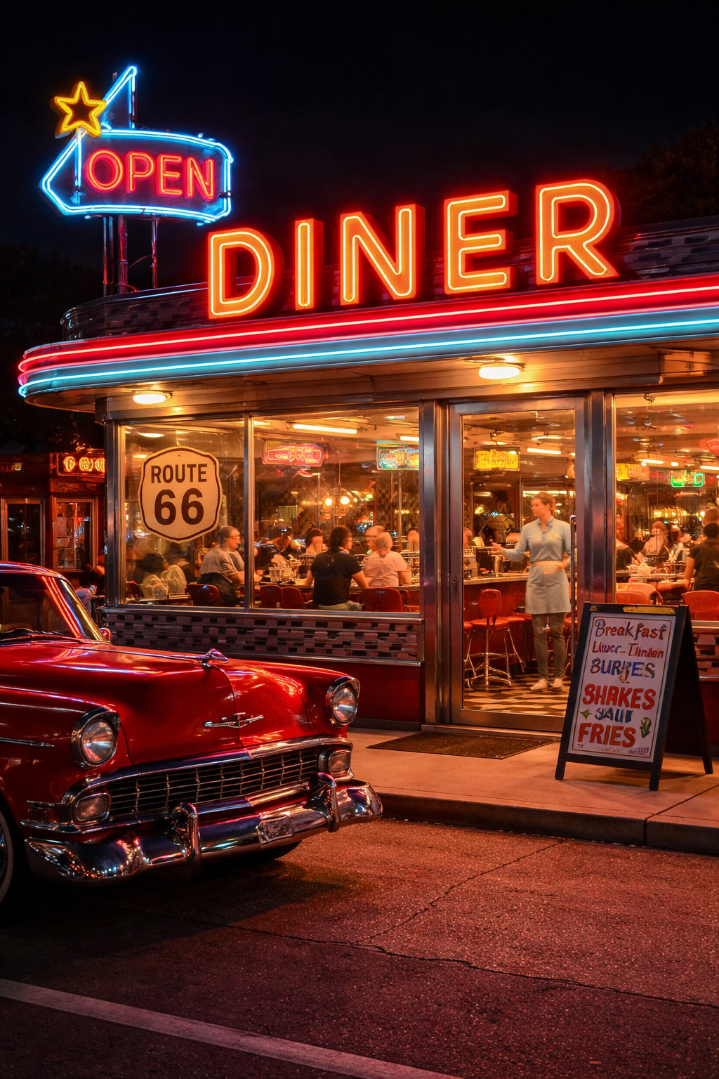 レトロな Route 66 ダイナー