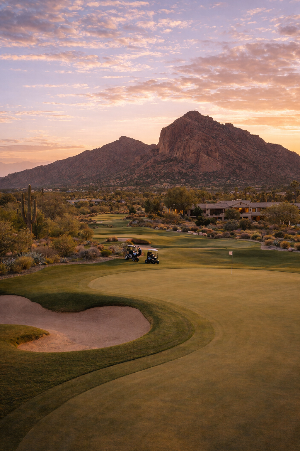 山並みを望むスコッツデールのゴルフコース