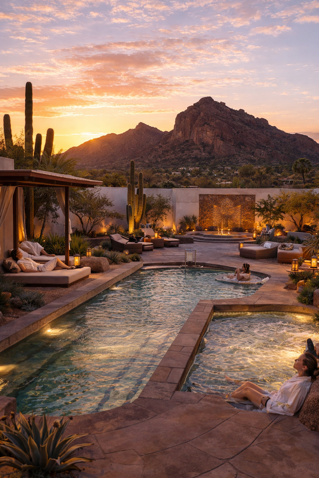 砂漠のスタイルを感じるスコッツデールのスパ空間