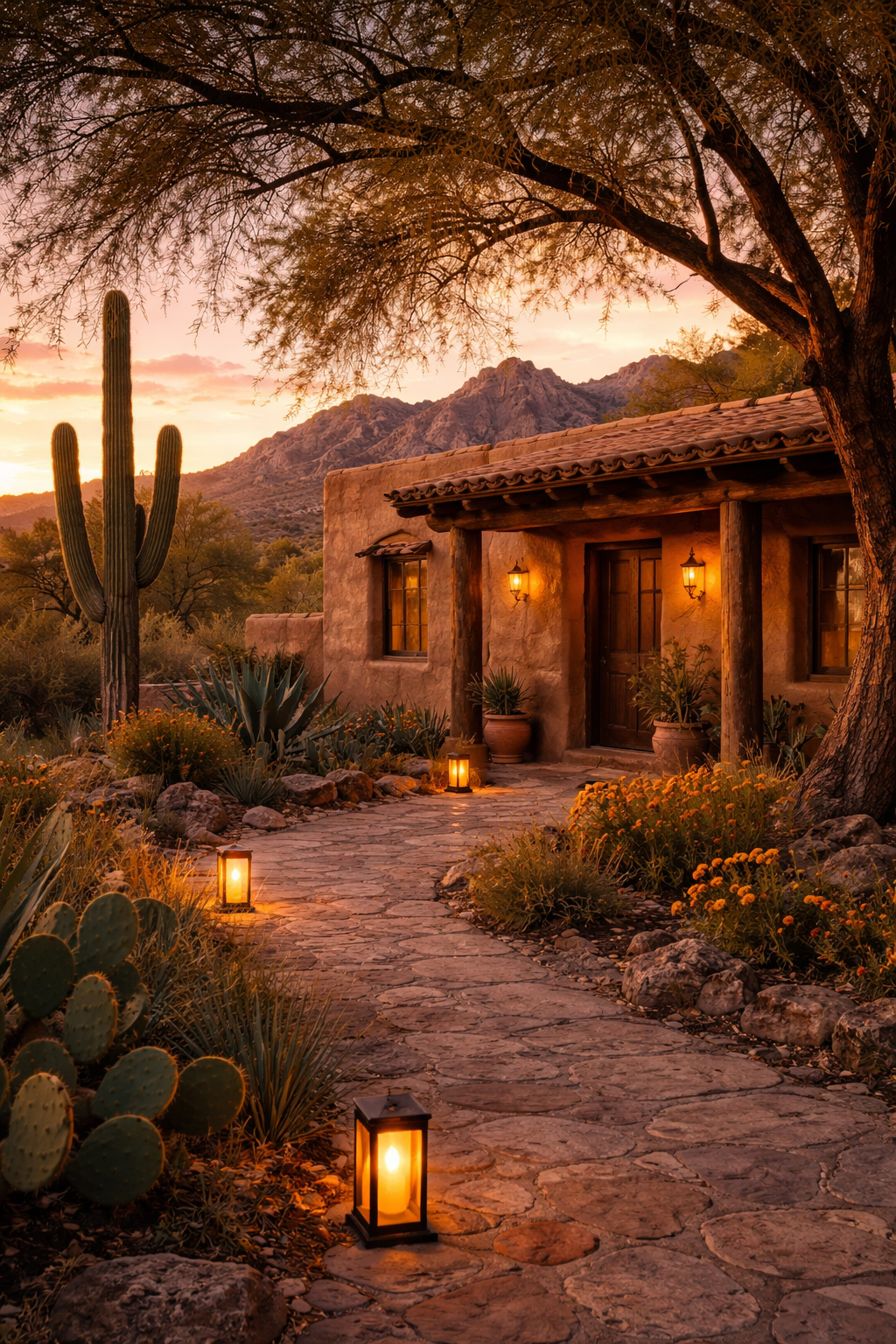 ツーソンのアドベ建築と砂漠の光