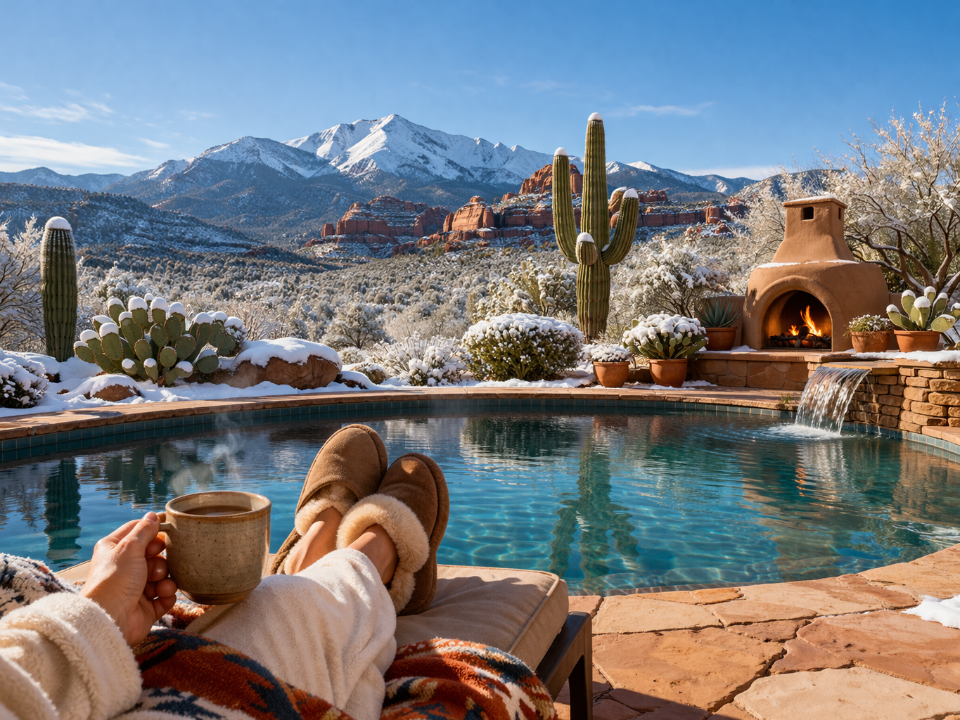 プールサイドで静かにくつろぐ Arizona resort time